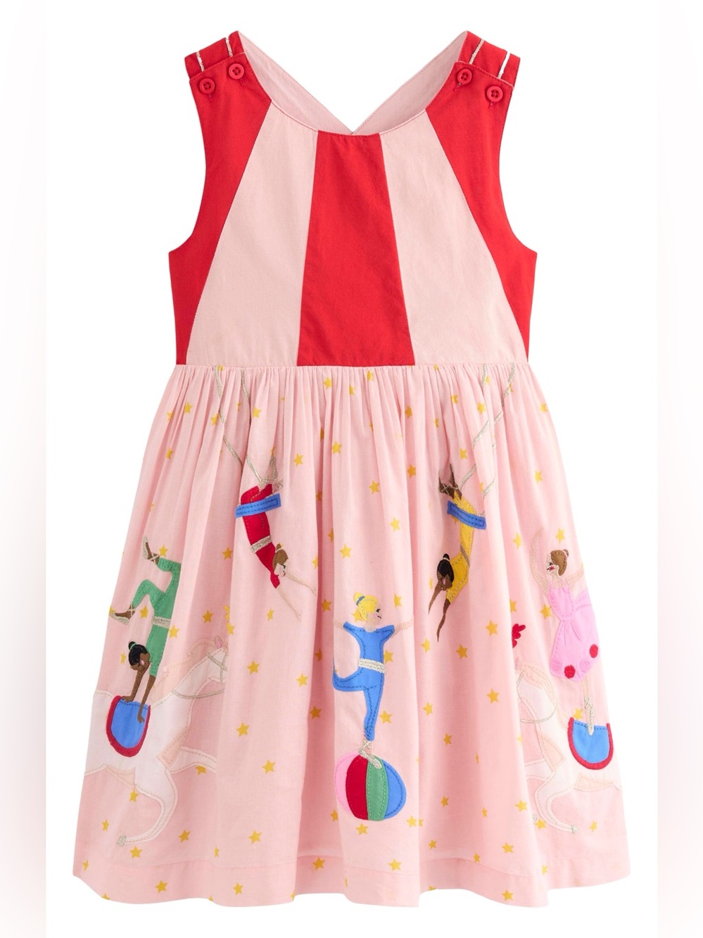 Mini Boden Circus Zadie Acrobat Appliqué Cotton Sundress 3-4Y Pink Red
